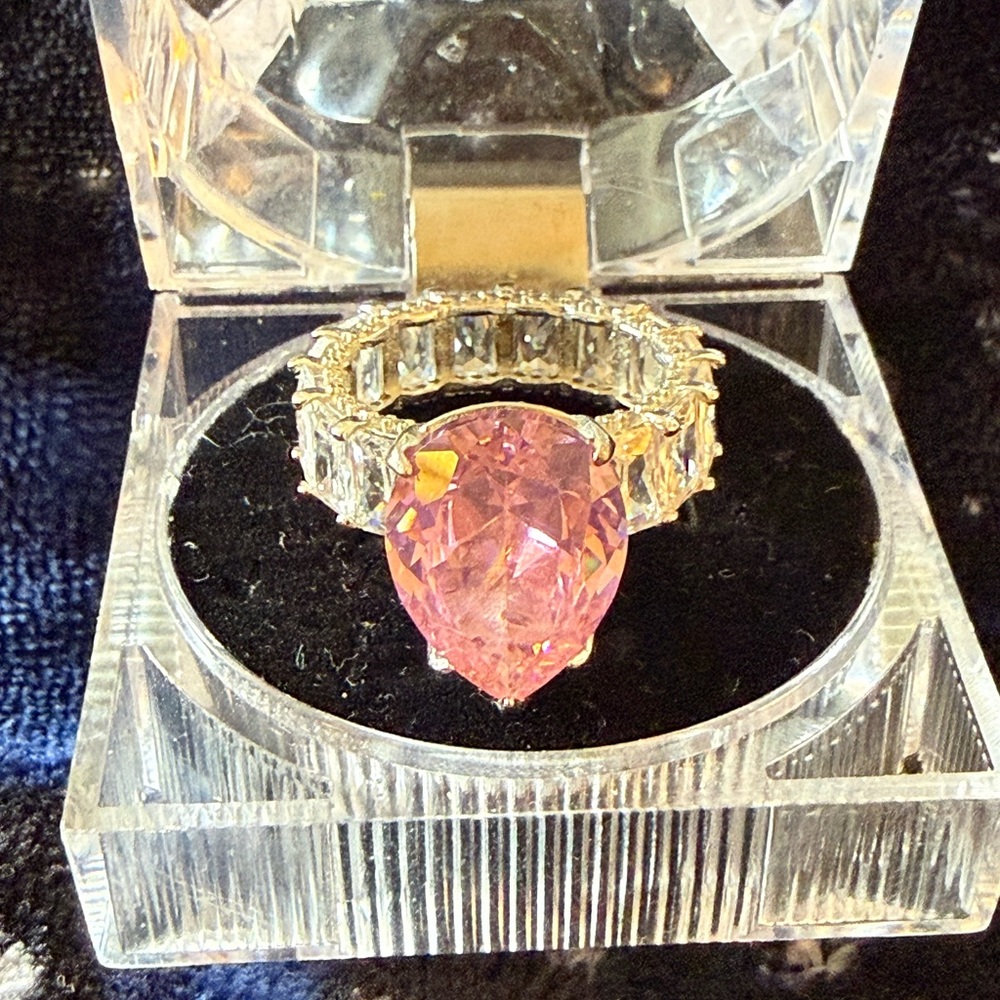 Stunning Pink Teardrop Ring